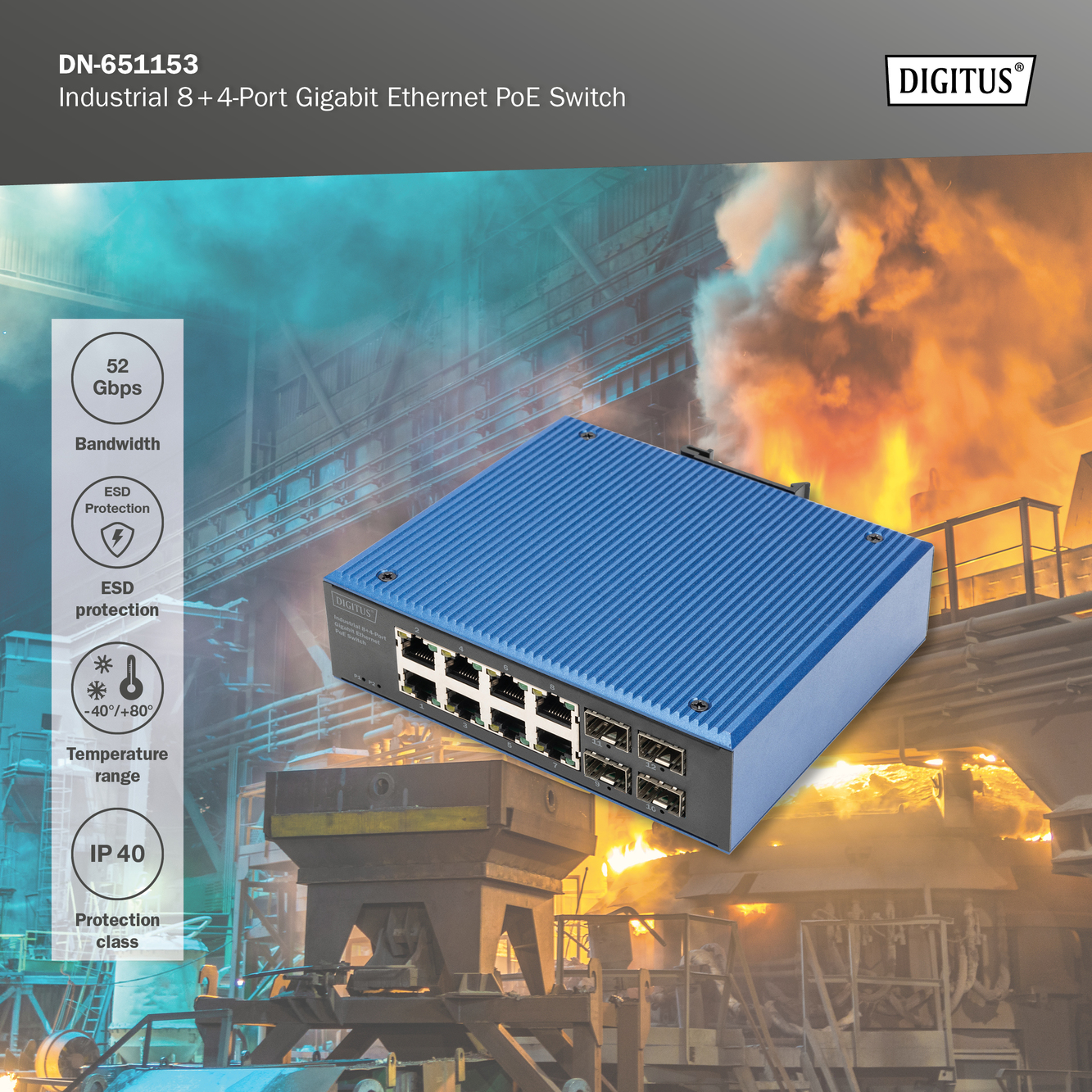 Digitus By Assmann Shop Industrial Port Gigabit Ethernet Poe Switch