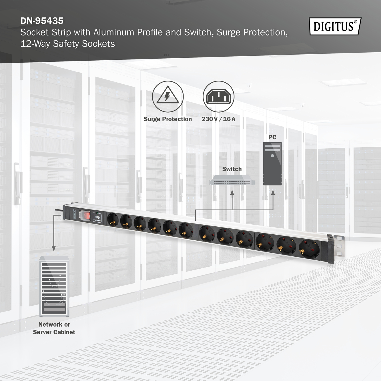 Digitus By Assmann Shop Socket Strip With Aluminum Profile With