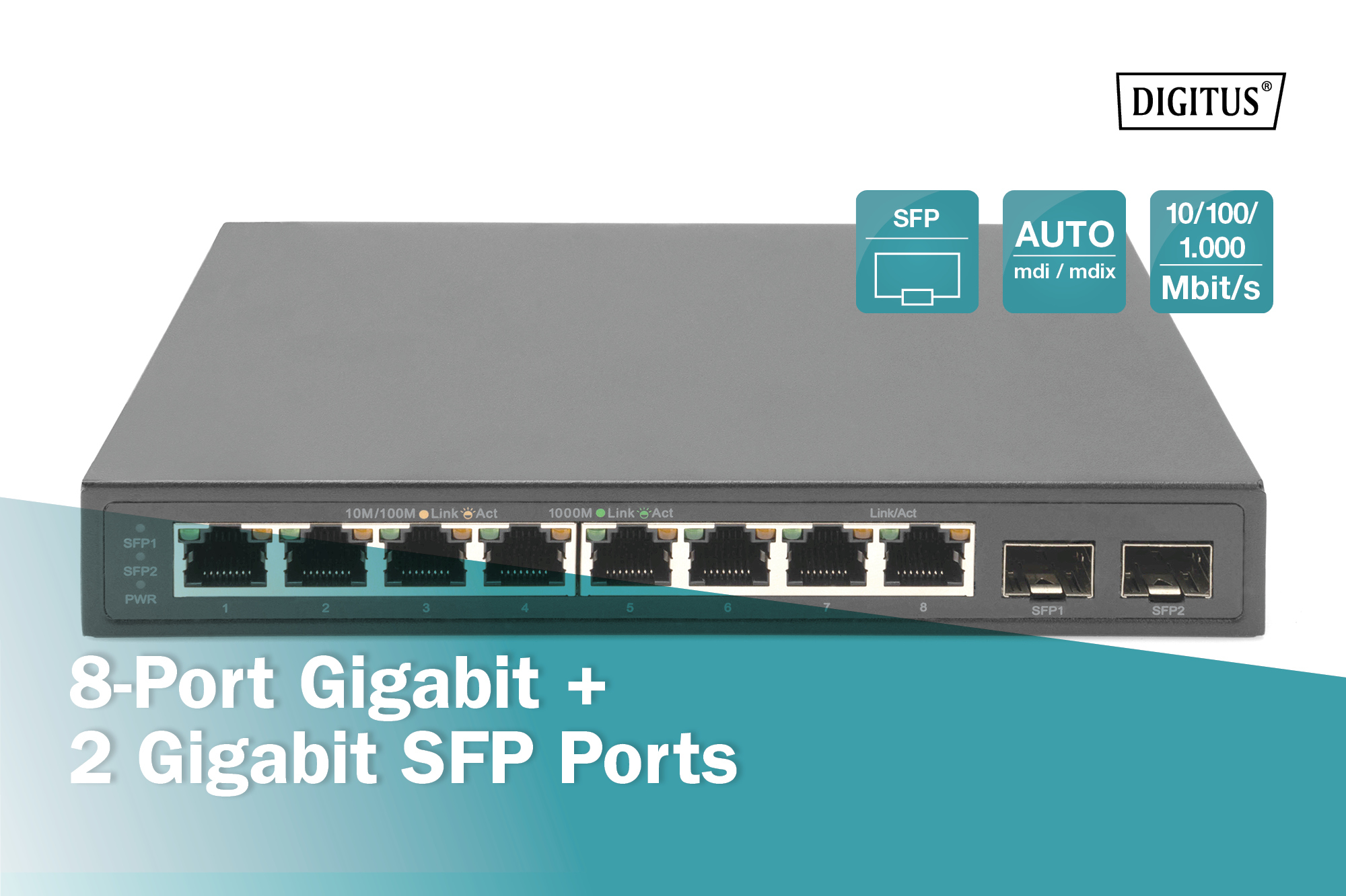 DIGITUS By ASSMANN Shop 8 Port Gigabit 2 Gigabit SFP Ethernet