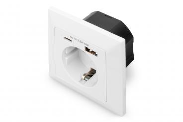 DIGITUS by ASSMANN Shop  Sicherheits-Steckdose für Unterputzmontage mit 2  USB-Ports
