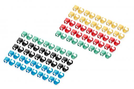 Farbclips für Patchkabel - Gemischt (je 20 Stück in Rot, Grün, Blau, Gelb, Schwarz) 