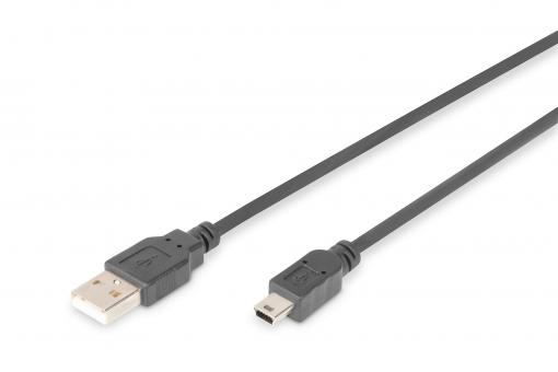 Digitus 1.8m USB 2.0 USB kábel 1,8 M USB A Mini-USB B Fekete