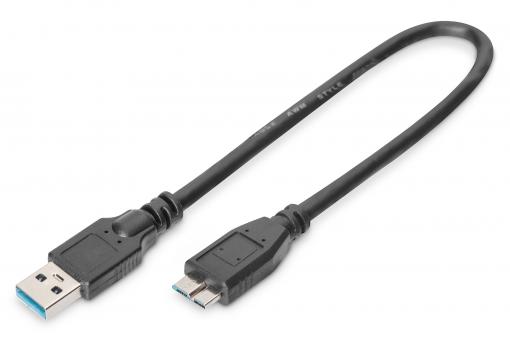 Digitus AK-300117-003-S USB kábel 0,25 M USB 3.2 Gen 1 (3.1 Gen 1) USB A Micro-USB B Fekete