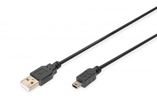 Digitus AK-300130-018-S USB kábel 1,8 M USB 2.0 USB A Mini-USB B Fekete