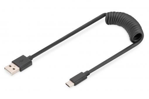 USB 2.0 - USB A to USB C Spiral Cable 

