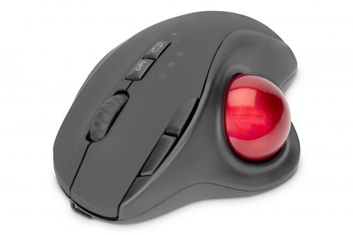 Ergonomiczna mysz typu trackball, bezprzewodowa, czerwony 8D (Przyciski), 2,4GHz, czarna