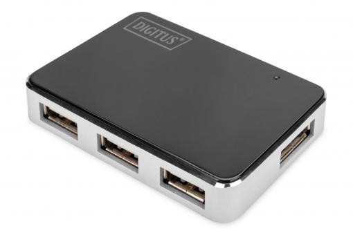 Digitus DA-70220 rozbočovač rozhraní USB 2.0 Mini-B 480 Mbit/s Černá, Stříbrná