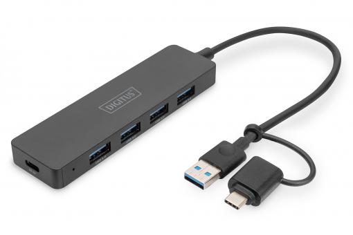 Koncentrator USB 3.0, 4-portowy, Slim Line 