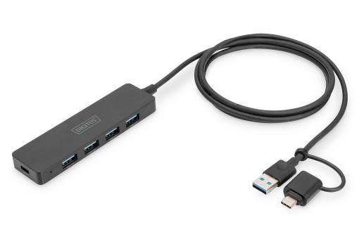Koncentrator USB 3.0, 4-portowy, Slim Line 
