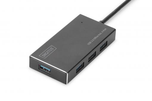 Digitus DA-70240-1 gränssnittshubbar USB 3.2 Gen 1 (3.1 Gen 1) Type-A 5000 Mbit/s Svart