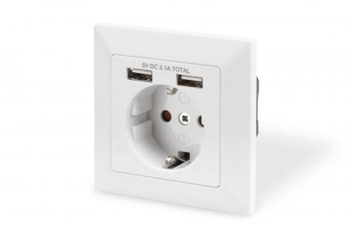 Safety socket for flush mounting with 2 USB ports