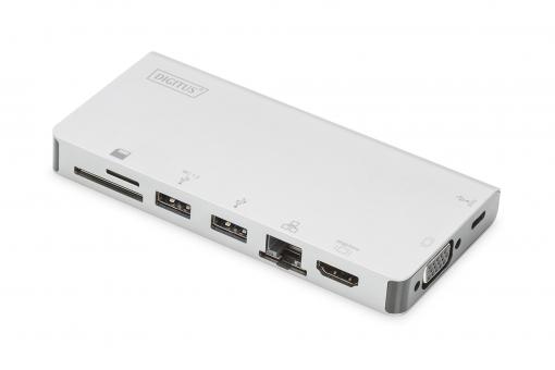 Digitus DA-70866 dokkoló állomás és port replikátor Vezetékes USB 3.2 Gen 2 (3.1 Gen 2) Type-C Ezüst
