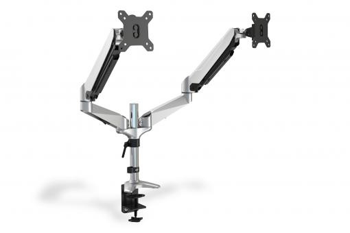 Universal Dual Desktop Monitor Mount with gas spring and clamp mount 