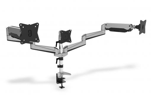 Universal Triple Monitor Table Mount with Gas Spring and clamp mount