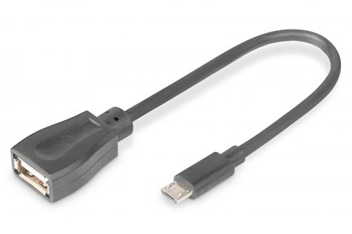 USB adapter cable, OTG, micro B - USB A type 