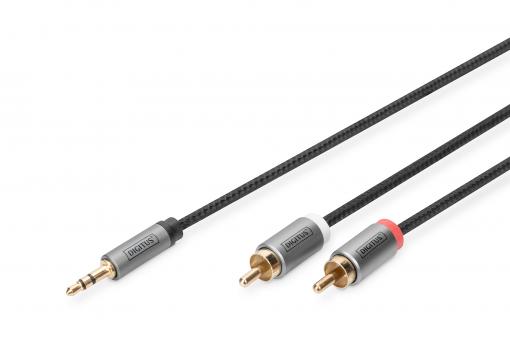 Audio adapter cable, 3.5 mm stereo jack to RCA 