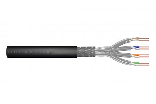 Kabel instalacyjny zewnętrzny suchy kat.7, S/FTP, Fca, AWG 23/1, PE, 50m, czarny 