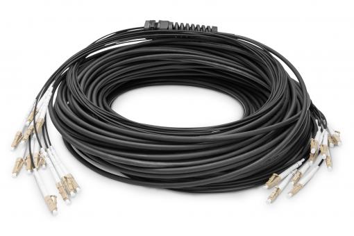 Câble breakout fibre optique universel préassemblé, multimode OM4, 12 fibres, LC/UPC – LC/UPC