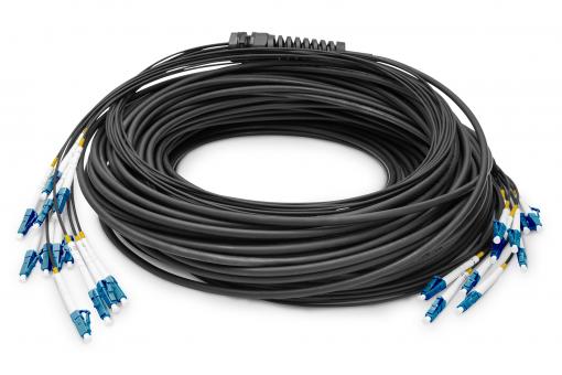 Pre-assembled Fiberglass Universal Breakout Cable, Multi Mode OS2, 12 Fibers, LC/UPC - LC/UPC