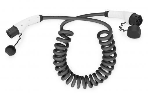 DIGITUS Spiral EV charging cable, 5m, type 2 to type 2