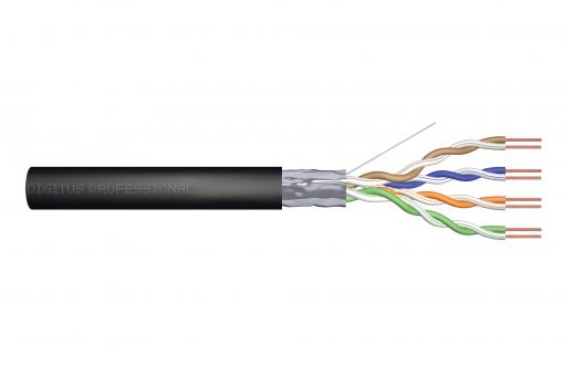 Kabel instalacyjny zewnętrzny żelowany kat.6, F/UTP, AWG 23/1, PE, 305m, czarny, szpula 