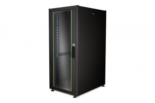 Szafa sieciowa stojąca DYNAmic Basic 19" 26U rack 600x800, drzwi przód szyba, czarny, 600kg 