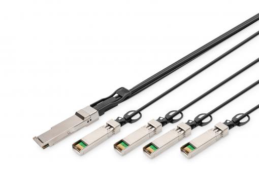 Câble DAC (Direct Attach Copper), 1x QSFP+ 40G vers 4x SFP+, 1 m