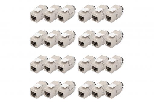 Cat. 6A keystone module, shielded with intelligent cable manager, set (24 pieces) 