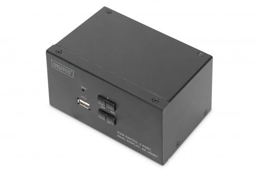 Przełącznik KVM, 2-portowy, podwójny wyświetlacz, 4K, HDMI®