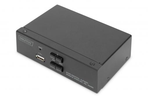 Commutateur KVM, 2 ports, Simple affichage, 4K, HDMI®