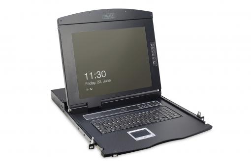 Console modulaire avec écran TFT de 17 po (43,2 cm), 8 ports, clavier-vidéo-souris et pavé tactile, clavier américain