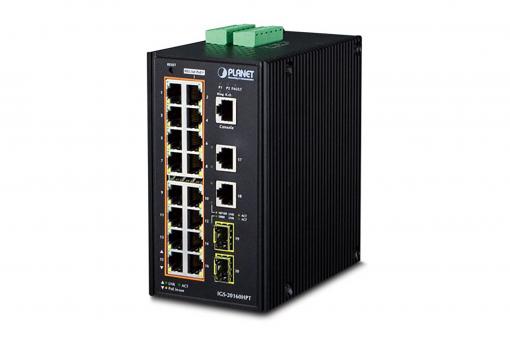 Industrial 16-Port 10/100/1000T 802.3at PoE + 2-Port 10/100/1000T + 2-Port 100/1000X SFP Managed Switch