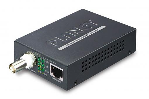 Gigabit Ethernet over Coaxial (BNC) Converter, 200 Mbps, up to 1.4km 
