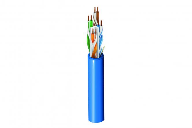 Kabel instalacyjny kat.6, U/UTP, Eca, AWG 23/1, powłoka PVC, 305m, niebieski, karton 
