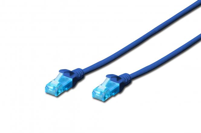 Kabel krosowy (patch cord) RJ45-RJ45, kat.5e, U/UTP, AWG 26/7, PVC, 0.25m, niebieski, 1szt 