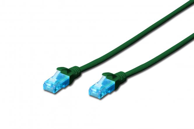 Kabel krosowy (patch cord) RJ45-RJ45, kat.5e, U/UTP, AWG 26/7, PVC, 0.25m, zielony 