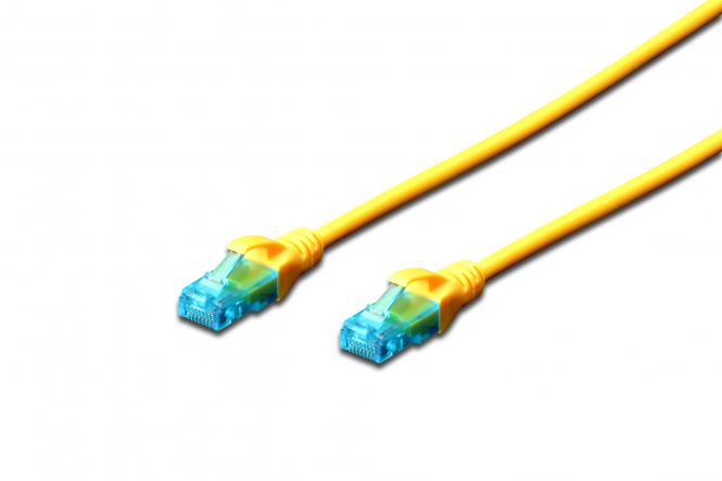 Kabel krosowy (patch cord) RJ45-RJ45, kat.5e, U/UTP, AWG 26/7, PVC, 0.25m, żółty, 1szt 