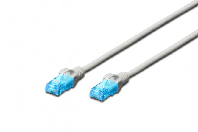 Kabel krosowy (patch cord) RJ45-RJ45, kat.5e, U/UTP, AWG 26/7, PVC, 1.5m, szary 