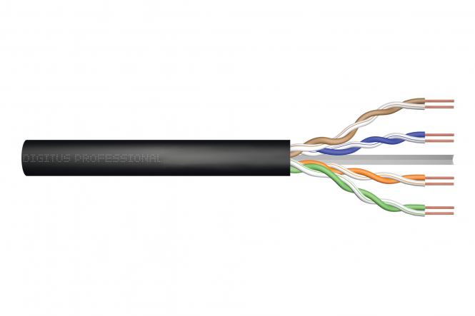 Kabel instalacyjny suchy kat.6, U/UTP, Fca, AWG 24/1, PE, 100m, czarny 