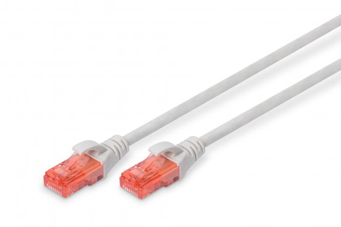 Kabel krosowy (patch cord) RJ45-RJ45, kat.6, U/UTP, AWG 26/7, PVC, 0.25m, szary, 1szt 