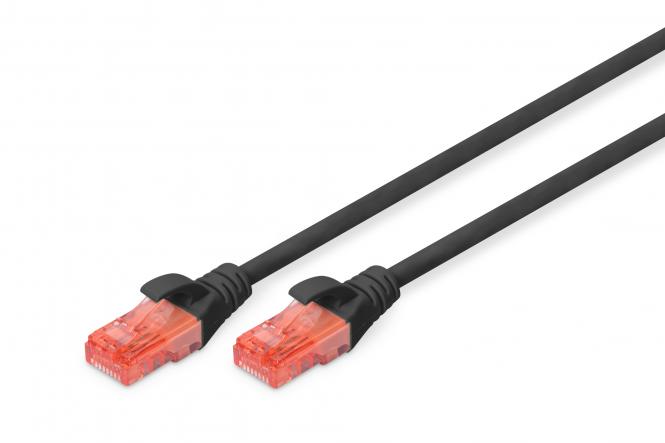 Kabel krosowy (patch cord) RJ45-RJ45, kat.6, U/UTP, AWG 26/7, PVC, 10m, czarny ,1szt 