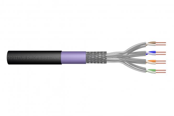 Kabel instalacyjny zewnętrzny suchy kat.7, S/FTP, AWG 23/1, PE/LSOH, 50m, czarny 