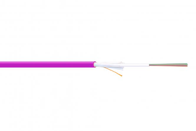 Kabel światłowodowy wielomodowy uniwersalny 12 włókien OM4 50/125, Dca, LSOH, 1500N, A/I-DQ(ZN)BH, fioletowy - długość docinana na zamówienie 