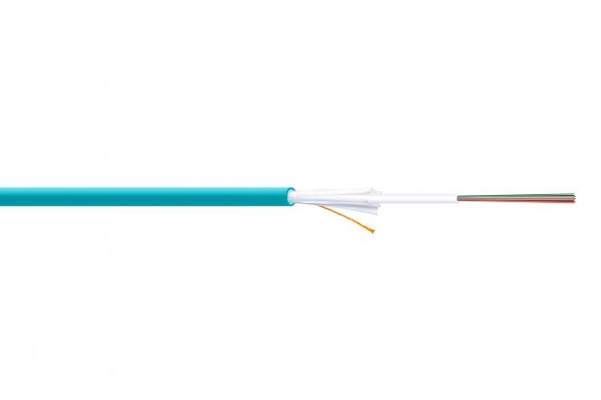 Kabel światłowodowy wielomodowy uniwersalny 24 włókna OM3 50/125, Dca, LSOH, 1500N, A/I-DQ(ZN)BH, turkusowy - długość docinana na zamówienie 