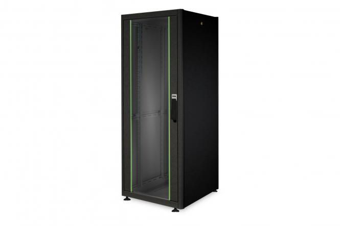 Szafa sieciowa stojąca DYNAmic Basic 19" 32U rack 600x600, drzwi przód szyba, czarny, 600kg 