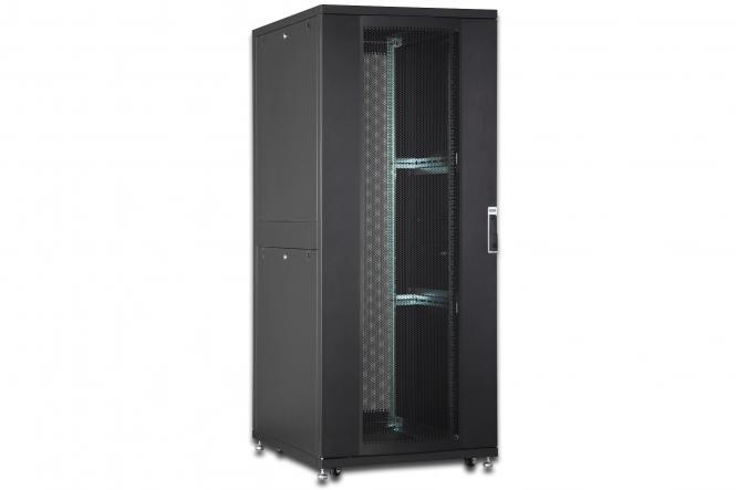 Szafa serwerowa stojąca Unique 19" 47U rack 800x1000, drzwi przód perforacja, czarny, 1000kg 