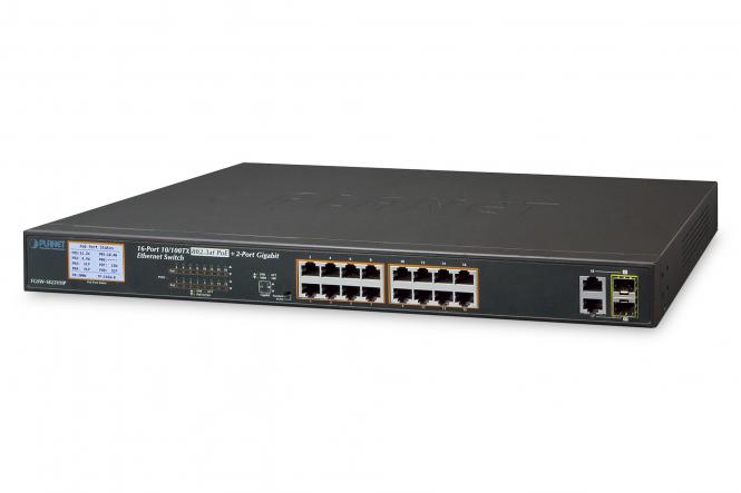 PLANET FGSW-1822VHP hálózati kapcsoló Beállítást nem igénylő (unmanaged) Fast Ethernet (10/100) Ethernet-áramellátás (PoE) támogatása 1U Kék 