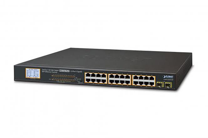 16-Port 10/100/1000T 802.3at PoE + 2-Port Gigabit SFP Ethernet Switch with LCD PoE Monitor (300W) 