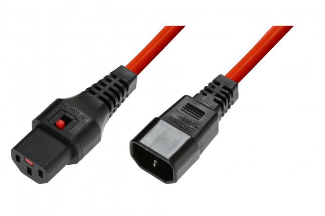 IEC LOCK PC1385 power cable Red 1 m C13 coupler C14 coupler 