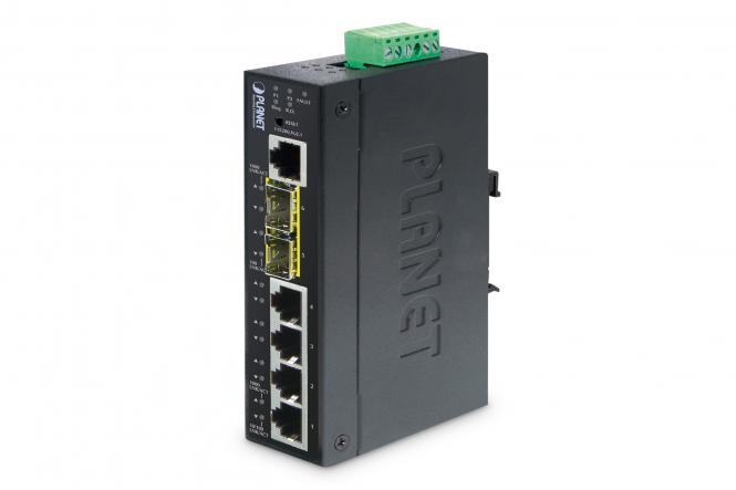 Industrial 4 Port Gigabit PoE Switch, Unmanaged, 2 Uplinks 